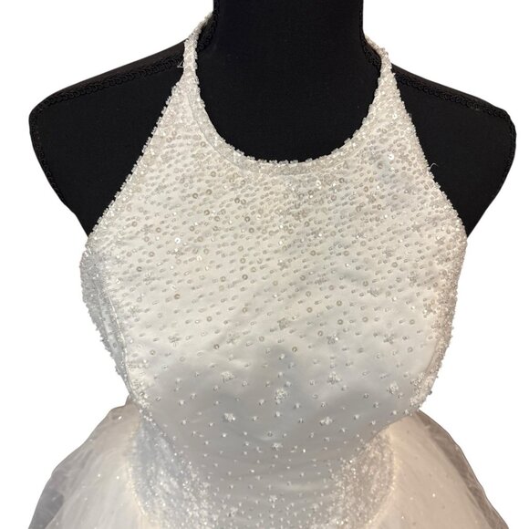 Morilee White Elegant Beaded Floor Length Wedding/Formal Gown Dress Sz 7/8 READ - Picture 5 of 10